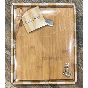 New Bombay 2 Piece Cutting Board and Spreader Nautical Anchor Cheese Appetizer